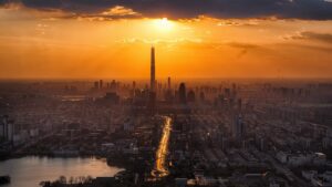 tianjin, sunset, city, aerial view, city view, skyline, cityscape, urban, urban landscape, skyscrapers, metropolitan, scenery, twilight, tower, sun, tall, futuristic, city, city, nature, city, city, city