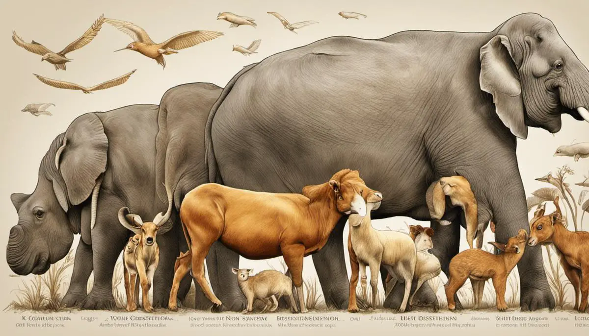 A visual representation of gestation periods in different animals, showing varying lengths of time.